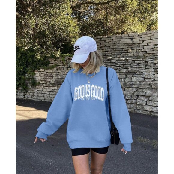 Christian Sweatshirt Oversized Bible Verse Gift Casual Religious Top - Picture 3 of 5